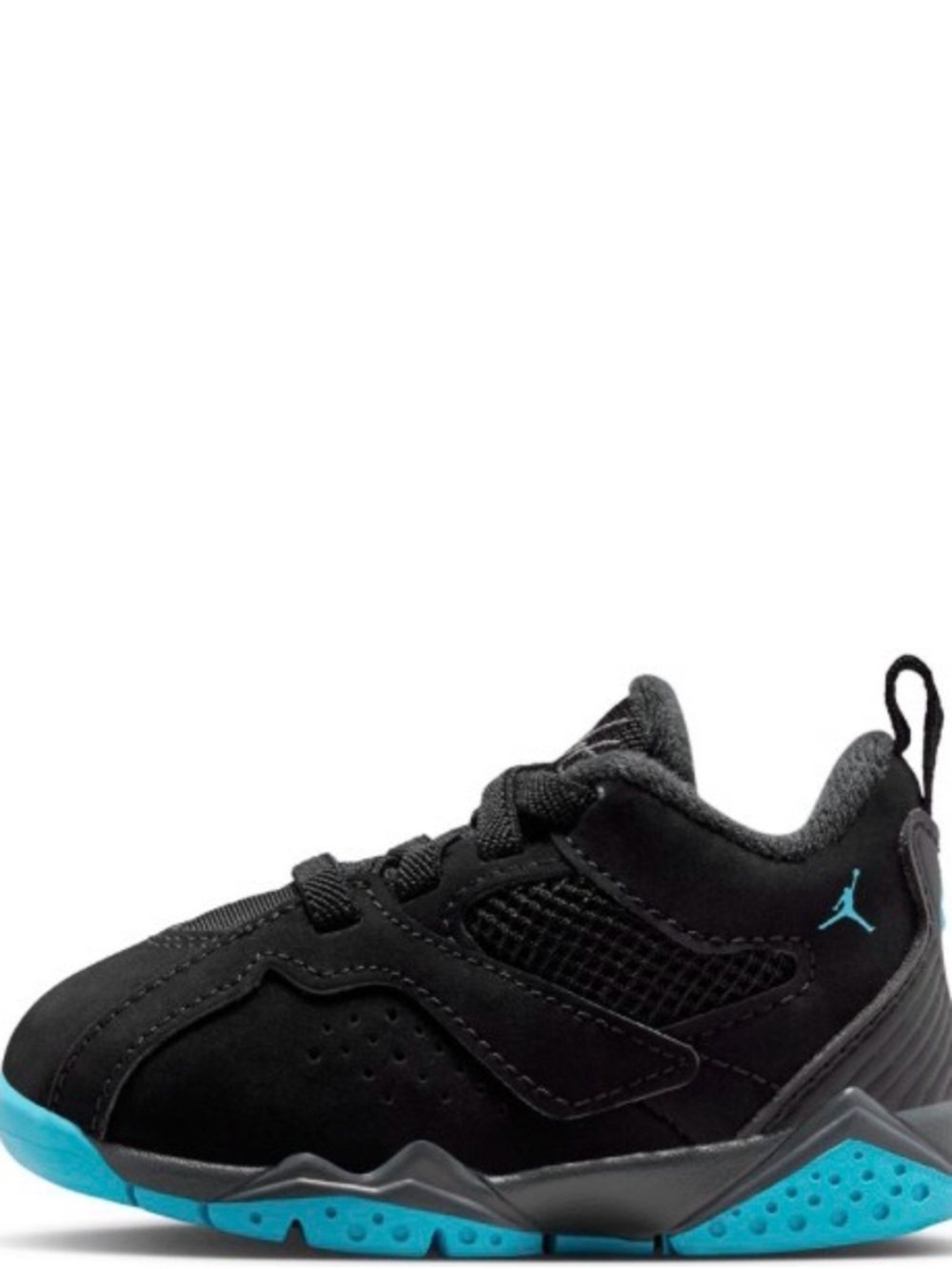 🆕 Jordan Kids' Black and Teal Low-Top Sneakers Youth Boys 8c